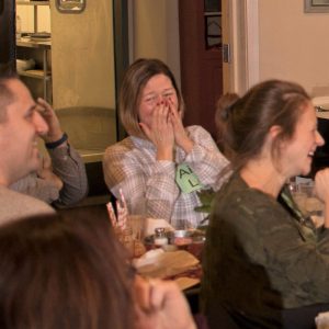 Murder mystery party guest brought to tears from hilarious entertainment