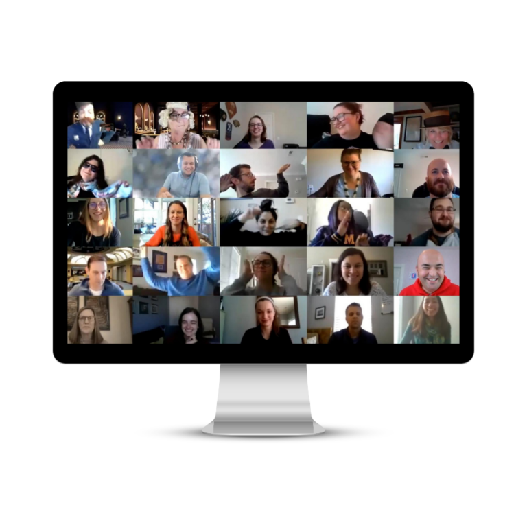 Virtual Murder Mystery Party on Computer Screen
